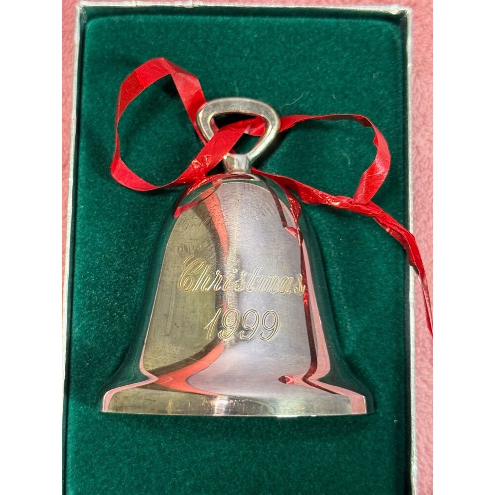 1999 Reed & Barton Silverplate Christmas Bell Ornament w/box EUC tradition